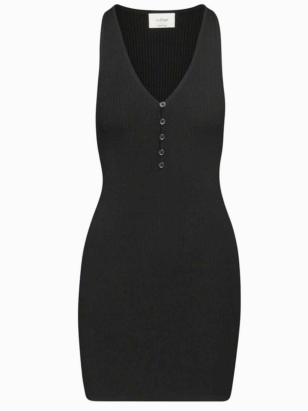 Wilfred Black Ribbed Little Black Button-Front Tank Dress Medium
